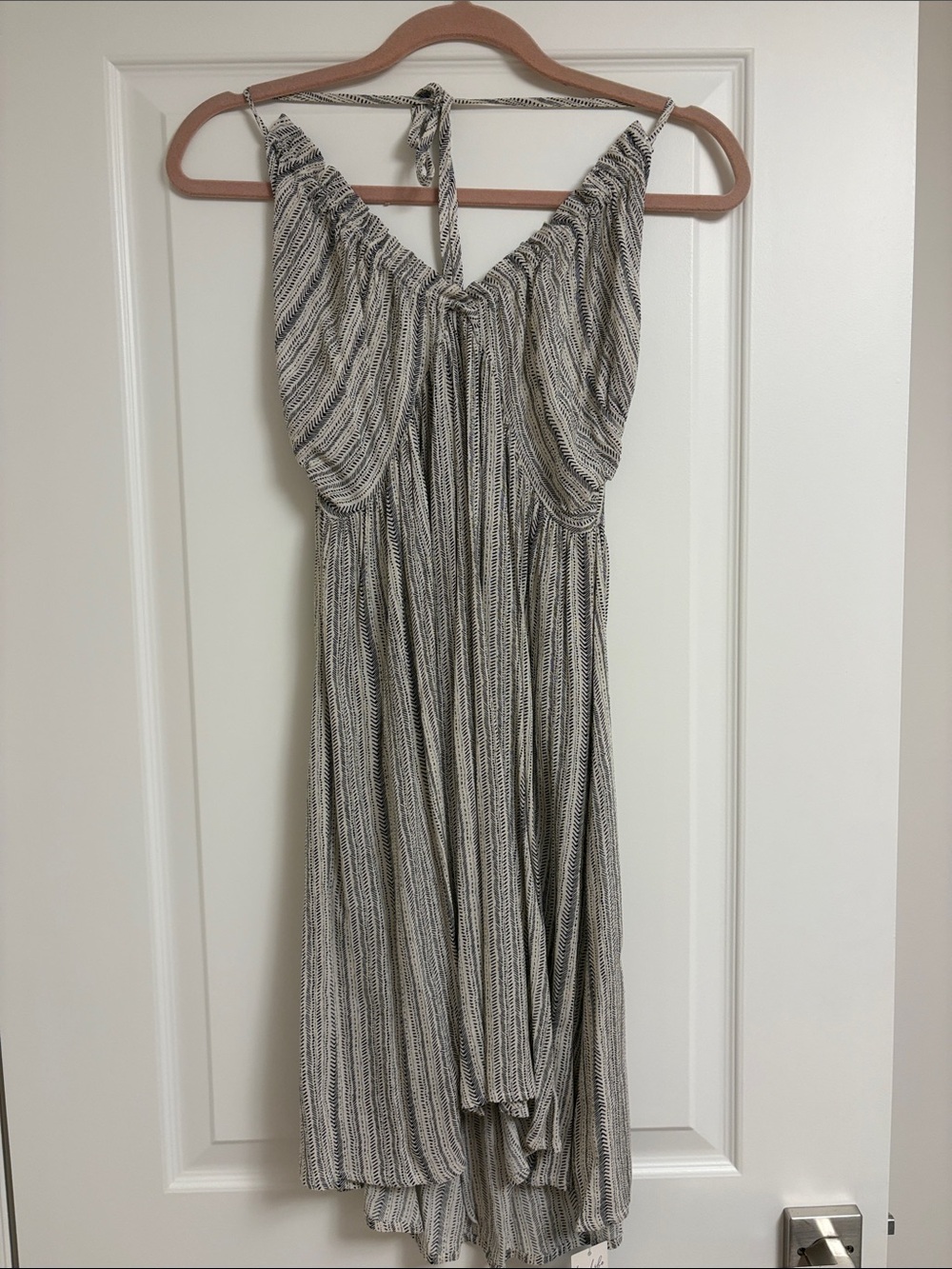 Cupshe Striped Halter Mini Dress in Black & Cream